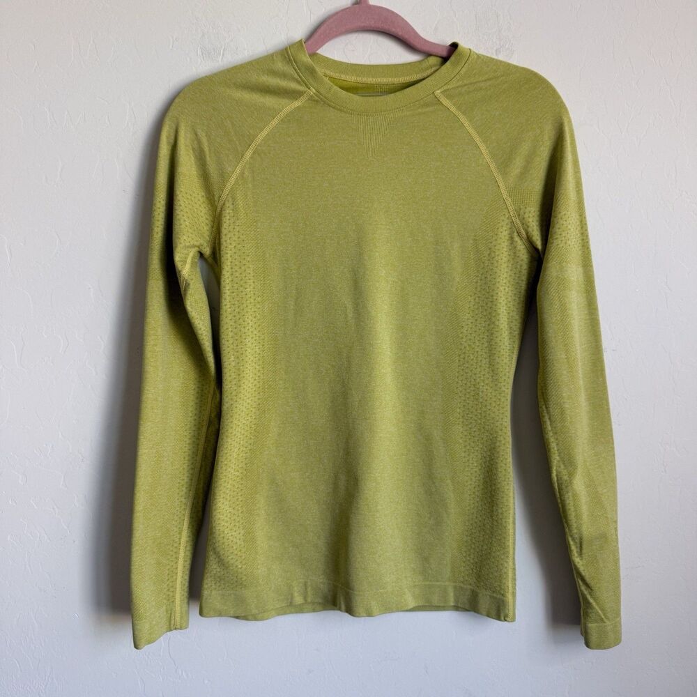 Figs Salta Womens Seamless Long Sleeve Underscrub Top Chartreuse Yellow Size S